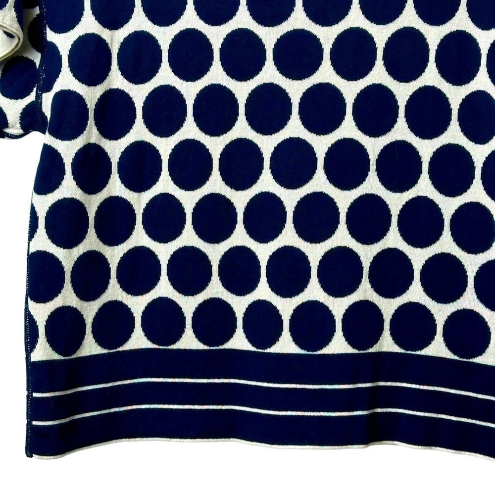 CAbi Size Small Volley Pullover Sweater Polka Dot Reversible Cotton Navy White - Picture 2 of 6